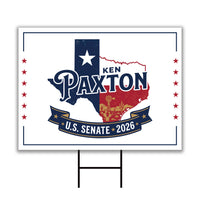 Ken Paxton For Texas Senate 2026 Yard Sign, Corrugated Plastic Senate Elections, Race Red White & Blue Yard Sign with Metal H-Stake