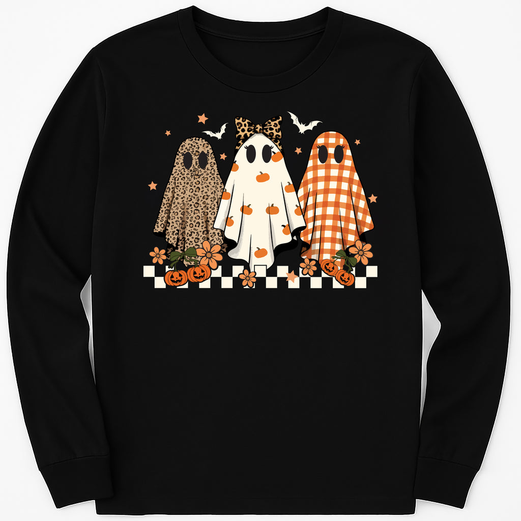 Trendy Leopard Pumpkin Ghost Long Sleeve Shirt