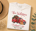Personalized Family Christmas Shirt, Custom Last Name Holiday Tee, Vintage Red Truck Dog Design, Festive Family Crewneck, Christmas Gift