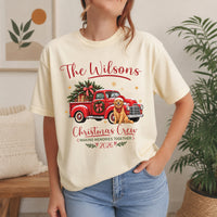 Personalized Family Christmas Shirt, Custom Last Name Holiday Tee, Vintage Red Truck Dog Design, Festive Family Crewneck, Christmas Gift