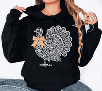 White Lace Turkey Thanksgiving Sweatshirt, Mandala Floral Graphic Tee, Coquette Gingham Bow Tee, Turkey Dinner Outfit, Fall Harvest Gift
