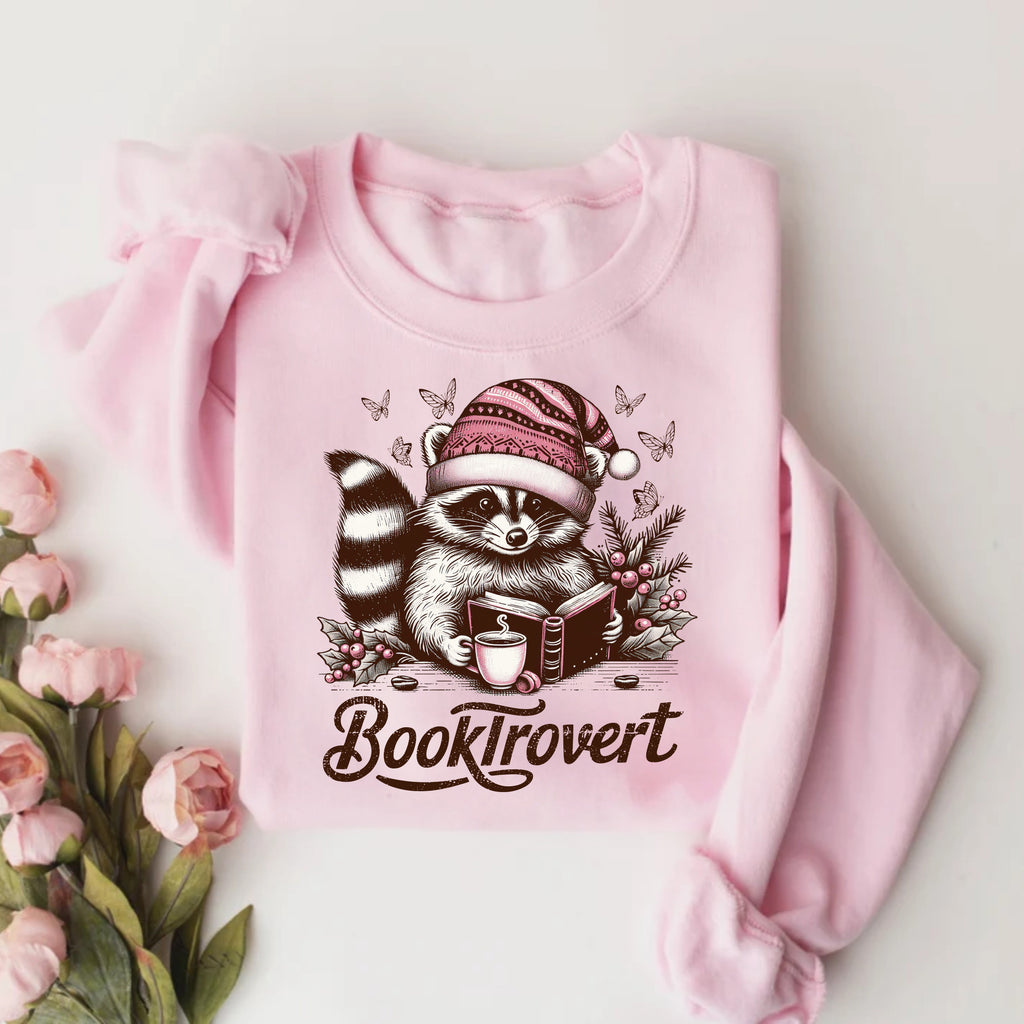 Booktrovert Sweatshirt, Book Lover Pullover, Funny Raccoon Sweatshirt