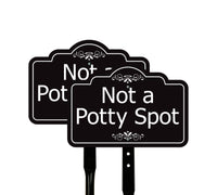 2 Pack Not a Potty Spot Yard Sign with 16" Stake, Rust-Free Aluminum Dog Poop Warning Sign, Clean Up After Your Dog Outdoor Lawn Pet Waste Sign