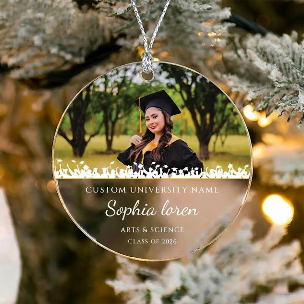 Personalized Graduation Ornament, Graduate Acrylic Keepsake, Class of 2026 Gift, Congratulations Ornament, Graduation Cap Decor Gift Idea