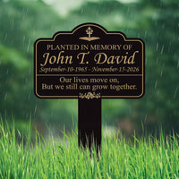 Planted in Memory Aluminum Yard Sign, Personalized Memorial Garden Stake, 10x14 Rust-Free Outdoor Grave Marker, Custom Name Memorial Sign