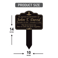 Planted in Memory Aluminum Yard Sign, Personalized Memorial Garden Stake, 10x14 Rust-Free Outdoor Grave Marker, Custom Name Memorial Sign