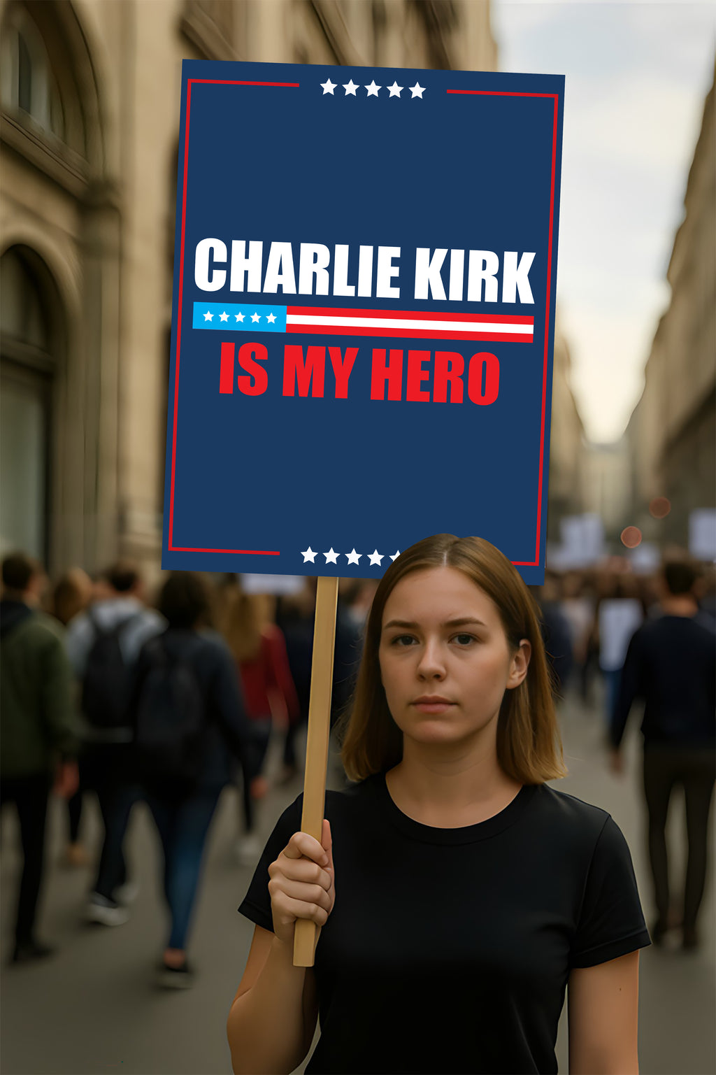 Justice for Charlie Protest Sign, A True Patriot Charlie Kirk, Charlie Kirk Is My Hero Political Poster