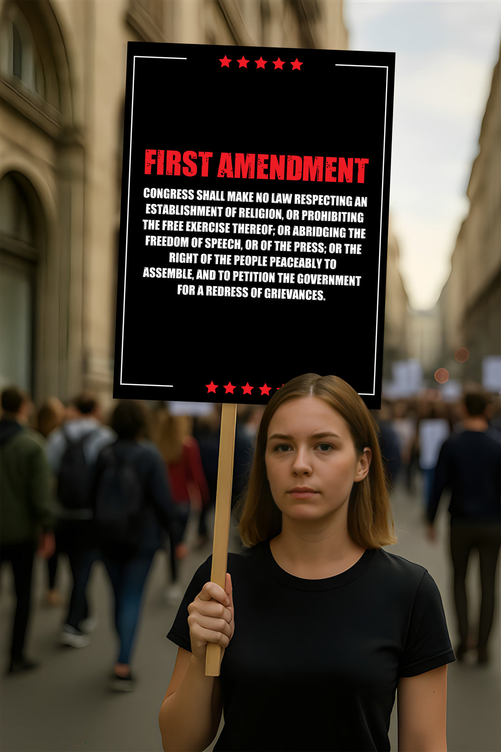 1st Amendment Free Speech Constitution Protest Sign, No Kings In Ameri ...
