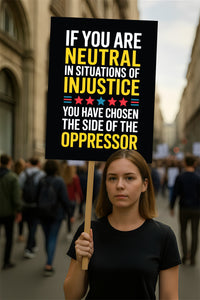 If You Are Neutral in Situations of Injustice Protest Sign, Anti-Trump, Political Activist Rally Sign, Resist Fascism Protest Poster