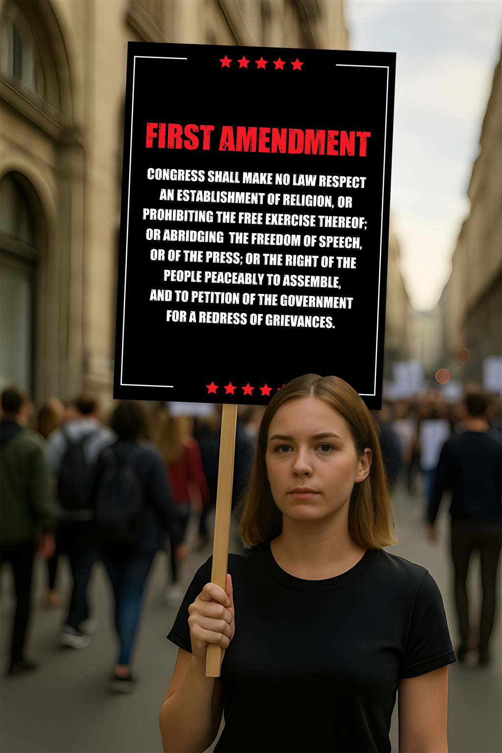 1st Amendment Free Speech Constitution Protest Sign, No Kings In America, Anti-Trump Resistance Political Poster, Resist Fascism Rally Sign