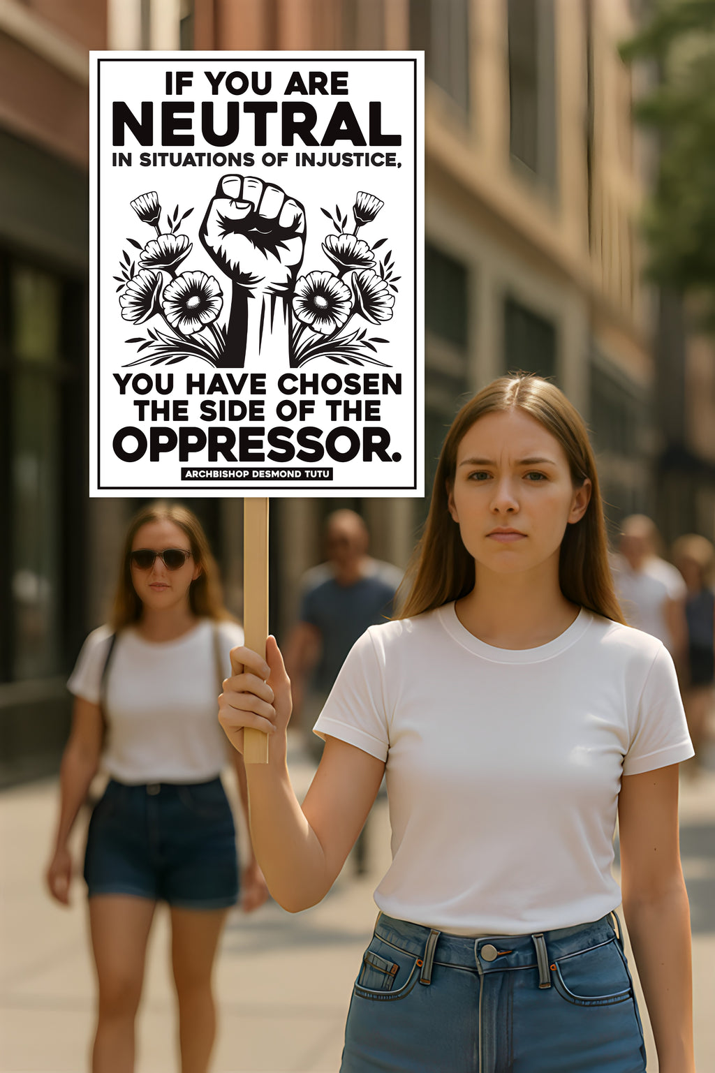 If You Are Neutral in Situations of Injustice Protest Sign, Anti-Trump, Political Activist Rally Sign, Resist Fascism Protest Poster