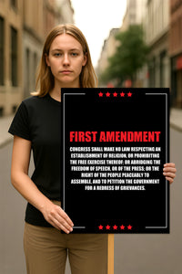 1st Amendment Free Speech Constitution Protest Sign, No Kings In America, Anti-Trump Resistance Political Poster, Resist Fascism Rally Sign