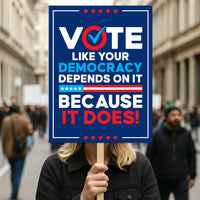 Vote Early Democracy Protest Sign, Vote Early No Kings Poster, Anti-Trump Resist Fascism, Protect Democracy, Political Activist Rally Sign