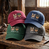 Personalized Pet Portrait Embroidered Hat, Custom Dog Faces and Names Cap, Soft Chino Twill Cap, Dog Mom Gift for Her, Pet Lover Gift