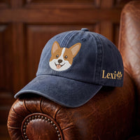 Personalized Dog Embroidered Hat, Custom Pup Name Baseball Cap, Animal Portrait Hat for Dog Mom, Adjustable Cotton Cap, Pet Lover Gift