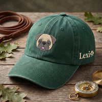 Personalized Dog Embroidered Hat, Custom Pup Name Baseball Cap, Animal Portrait Hat for Dog Mom, Adjustable Cotton Cap, Pet Lover Gift