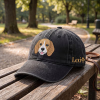 Personalized Dog Embroidered Hat, Custom Pup Name Baseball Cap, Animal Portrait Hat for Dog Mom, Adjustable Cotton Cap, Pet Lover Gift