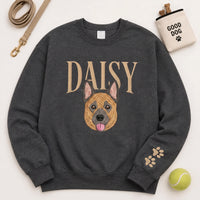 Custom Pet Portrait Embroidered Sweatshirt, Personalized Pet Name Shirt, Custom Face Crewneck, Dog Lover Hoodie, Dog Mom Gift for Women