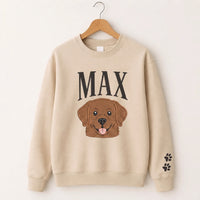 Custom Pet Portrait Embroidered Sweatshirt, Personalized Pet Name Shirt, Custom Face Crewneck, Dog Lover Hoodie, Dog Mom Gift for Women