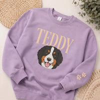 Custom Pet Portrait Embroidered Sweatshirt, Personalized Pet Name Shirt, Custom Face Crewneck, Dog Lover Hoodie, Dog Mom Gift for Women