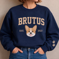 Custom Dog Embroidered Sweatshirt, Personalized Pet Portrait Hoodie, Custom Name and Year Shirt, Dog Lover Sweatshirt, Fur Mama Gift