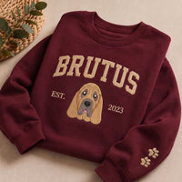 Custom Dog Embroidered Sweatshirt, Personalized Pet Portrait Hoodie, Custom Name and Year Shirt, Dog Lover Sweatshirt, Fur Mama Gift