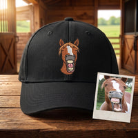Personalized Horse Portrait Embroidered Hat, Custom Pet Photo Baseball Cap, Low Profile Dad Hat, Equestrian Rider Gift, Pet Lover Gift