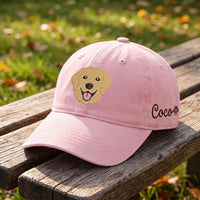 Personalized Dog Embroidered Hat, Custom Pup Name Baseball Cap, Animal Portrait Hat for Dog Mom, Adjustable Cotton Cap, Pet Lover Gift