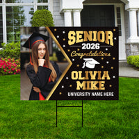 Personalized Graduation Yard Sign 2026 with Photo - Grad Sign, Class of 2026, Custom Graduation 2026 Yard Sign with Metal H-Stake