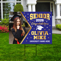 Personalized Graduation Yard Sign 2026 with Photo - Grad Sign, Class of 2026, Custom Graduation 2026 Yard Sign with Metal H-Stake