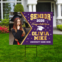 Personalized Graduation Yard Sign 2026 with Photo - Grad Sign, Class of 2026, Custom Graduation 2026 Yard Sign with Metal H-Stake