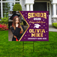 Personalized Graduation Yard Sign 2026 with Photo - Grad Sign, Class of 2026, Custom Graduation 2026 Yard Sign with Metal H-Stake