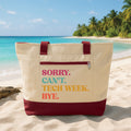 Sorry Can’t Tech Week Bye Zipper Tote Bag, Theatre Crew Tote, Stage Manager Gift, Drama Club Canvas Bag, Backstage Life Tote