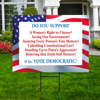 Vote Democratic Women's Right to Choose Yard Sign