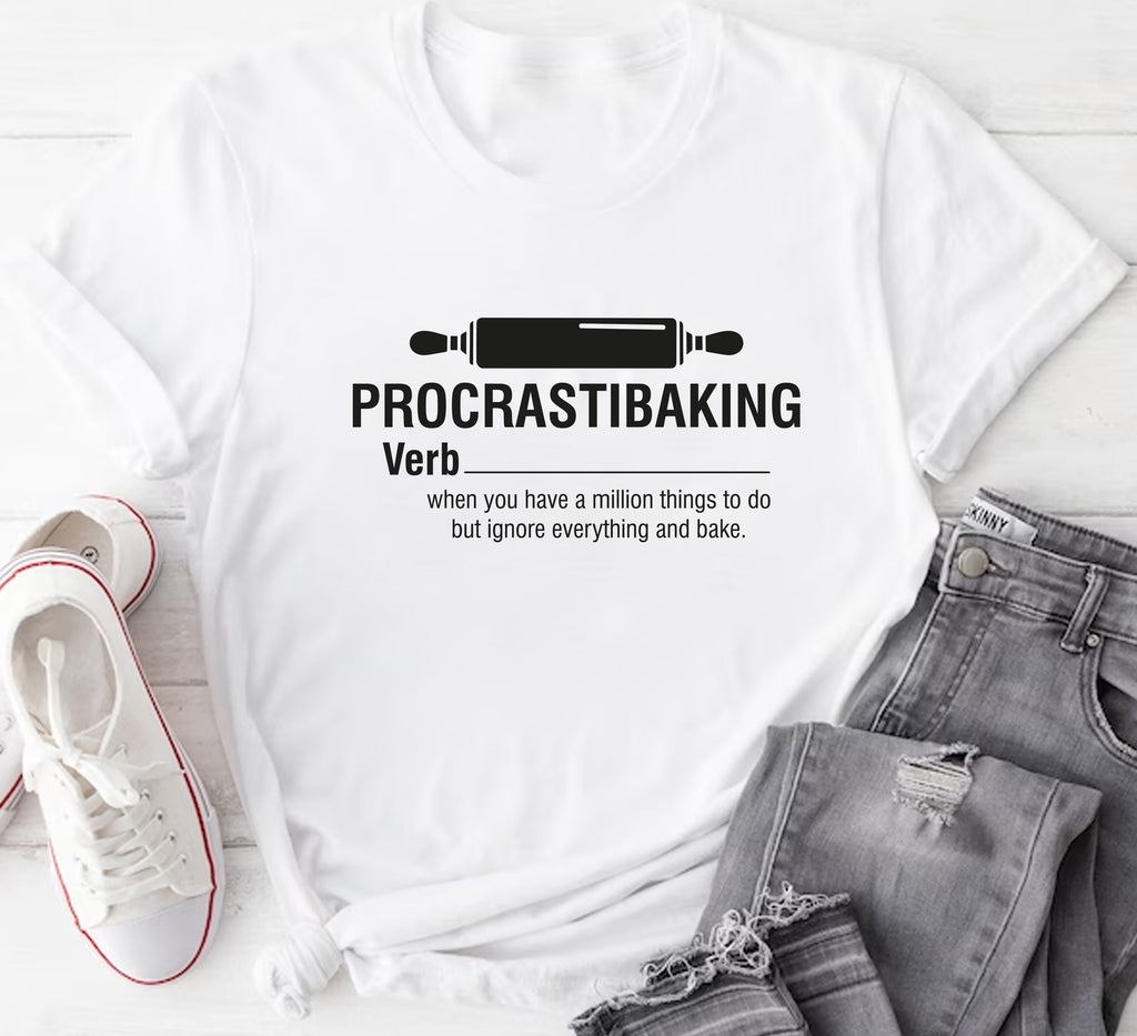 Procrastibaking Short Sleeve T-Shirt, Funny Baking T-Shirt