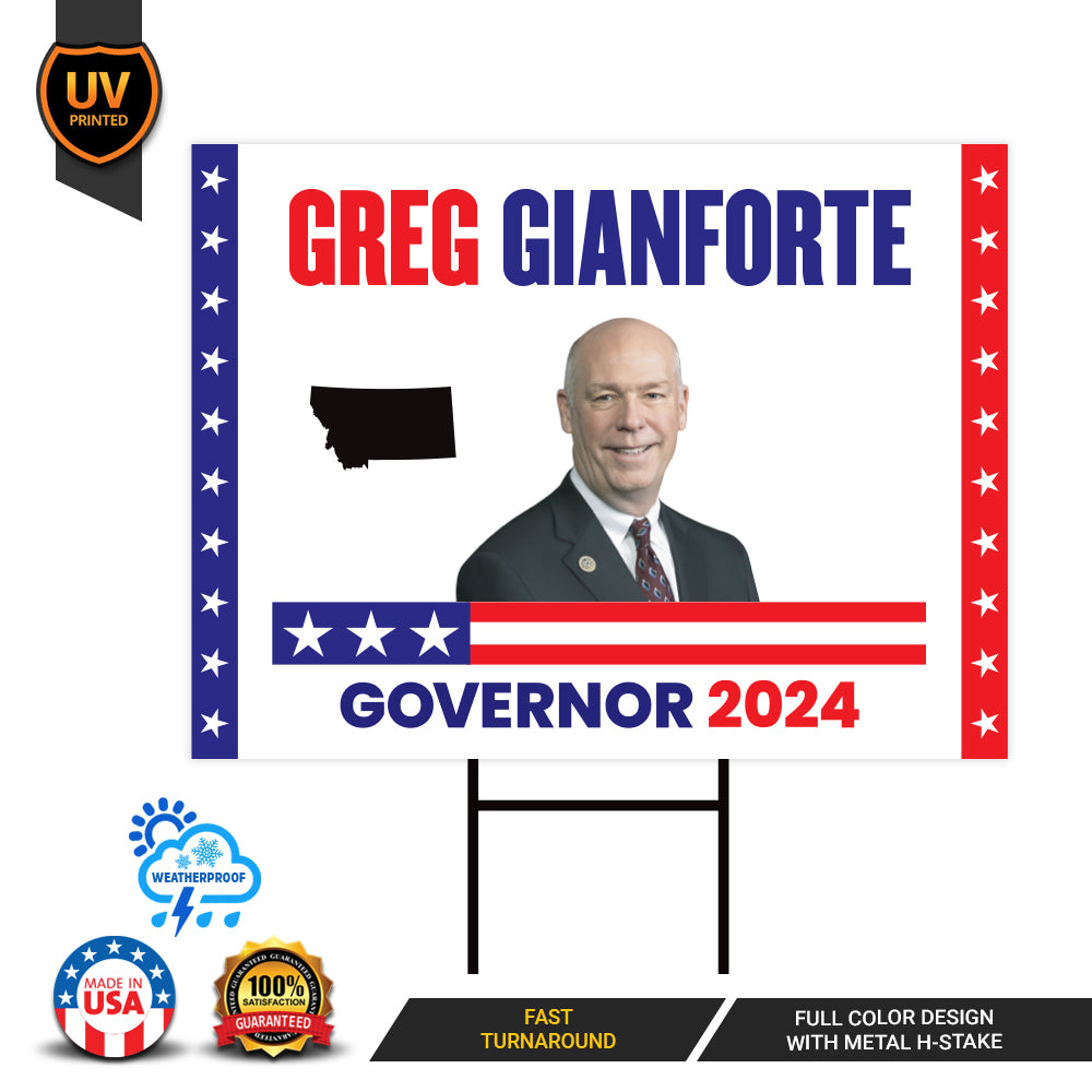 a political sign with a picture of a man on it