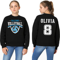 Custom Volleyball Team Name and Number Sweatshirt, Volleyball Mom Shirt, Volleyball Team Sweatshirt, Front Back