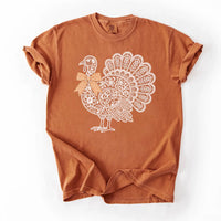 White Lace Turkey Thanksgiving Sweatshirt, Mandala Floral Graphic Tee, Coquette Gingham Bow Tee, Turkey Dinner Outfit, Fall Harvest Gift