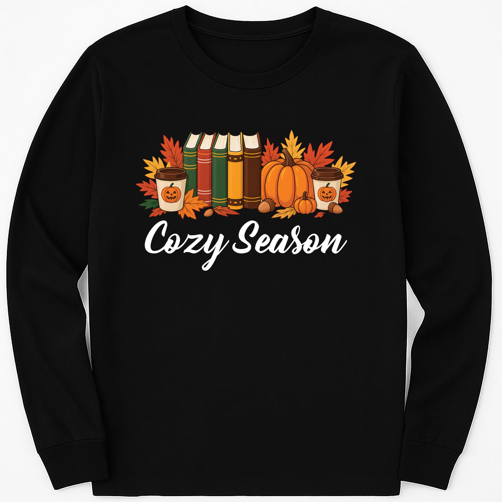 Cozy Season Fall Long Sleeve Shirt, Cute Autumn Crewneck Tee, Cozy Fall Graphic Shirt