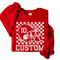 Custom Checkered Football Name and Number Sweatshirt, Custom Football Tee, Personalized Football Player Sweatshirt