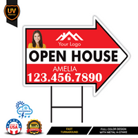 Custom Open House Arrow Yard Sign