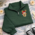 Personalized Pet Embroidered Quarter Zip Sweatshirt, Custom Dog or Cat Portrait, Holiday Cozy Pullover, Pet Parent Outfit, Christmas Gift