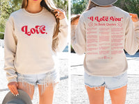 Custom “I Love You” Book Quotes Sweatshirt, Book Lover Valentine Tee, Bookish Love You Sweatshirt, Front Back