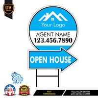 Custom Open House Arrow Yard Sign