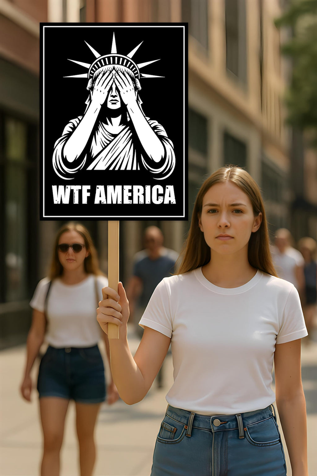 No Kings In America Protest Sign, Anti-Trump, WTF America, Democracy Not Oligarchy Political Activist Poster Resist Fascism Rally Sign