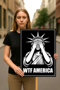 No Kings In America Protest Sign, Anti-Trump, WTF America, Democracy Not Oligarchy Political Activist Poster Resist Fascism Rally Sign