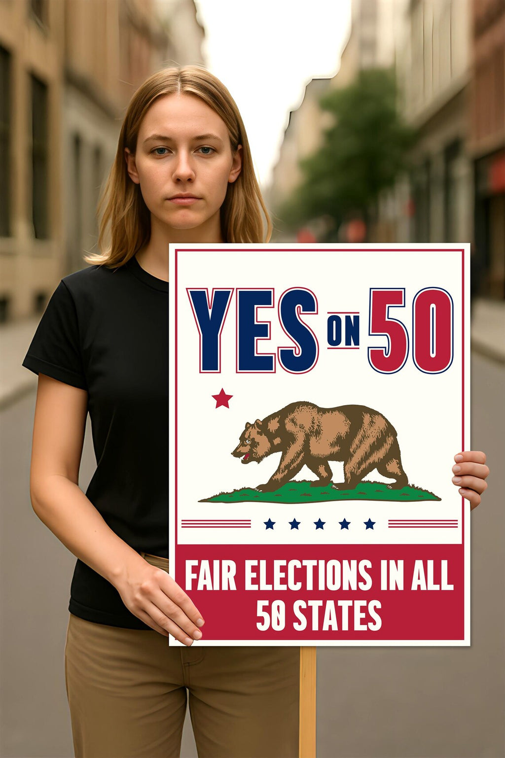 Yes on Prop 50 Protest Sign, Election Rigging Response Act Poster, Anti-Gerrymandering California Political Rally Activist Sign