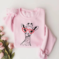 Giraffe Valentine Sweatshirt, Cute Valentine's Day Tee, Women Valentine Gift, Love Giraffe Sweatshirt