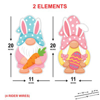 Easter Gnome Yard Sign Cutouts, Bunny Gnome Lawn Decorations, Easter Outdoor Yard Signs with Stakes for Front Yard Garden Décor