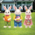Easter Bunny Yard Sign Cutouts, Happy Easter Lawn Decorations, Outdoor Bunny Yard Signs with Stakes for Front Yard Garden Décor